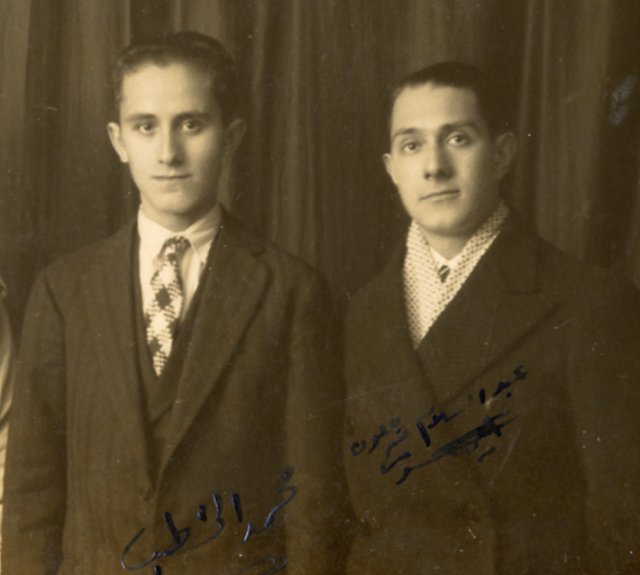 De droite à gauche: Abdeslam Ahmed Benjelloun, Mohammed El Khatib - Naplouse 1929